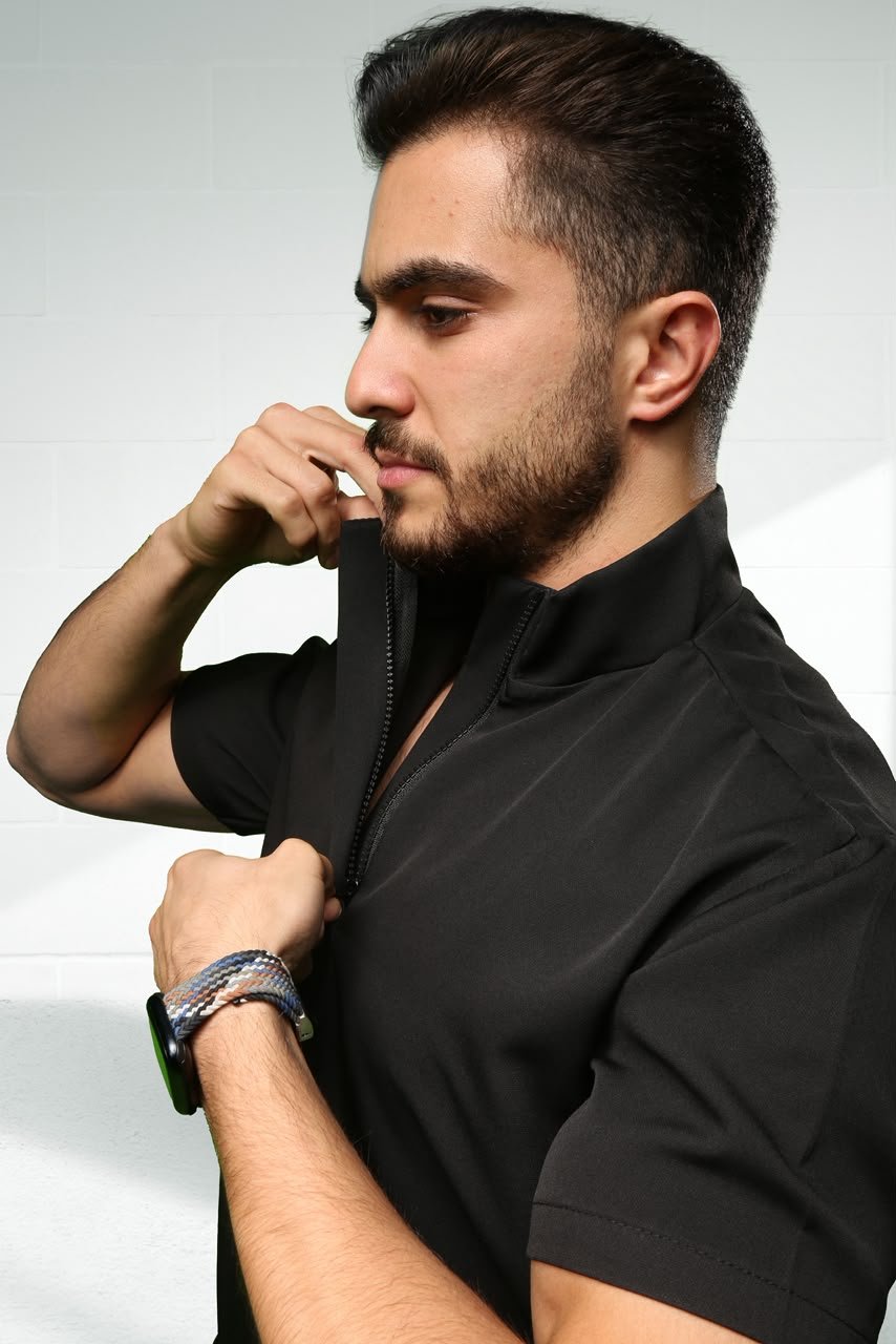 Zipper Half Sleeve Scrub For Men - Image 3